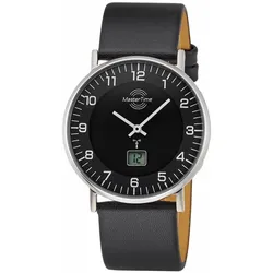 Funkuhr MASTER TIME, schwarz (schwarz, schwarz), Armbanduhren, Herren, Armbanduhr, Quarzuhr, Herrenuhr, Datum, Langzeitbatterie
