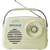 Radios Portable Am Fm, Kleine Retro Vintage Radio Bluetooth, AA-Batterie betriebene Radio oder Stecker in der Wand, Unterstützung SD-Karte AUX USB MP3-Player für Haus/Outdoor (White)