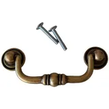 livingpoint24 Möbelgriff Hängegriff BA 80mm, Klappgriff antik, Truhengriff Altmessing (1-St., 15)
