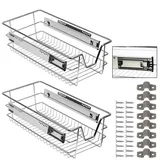 SWANEW 2 Stück Küchenschublade | Verchromt Teleskopschublade | 30CM Küchenschrank | Korbauszug | Schrankauszug vollauszug