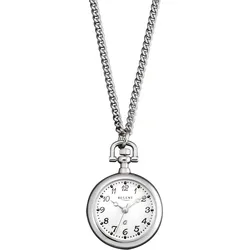 Kettenuhr REGENT "P766", silber (edelstahlfarben), Taschenuhren, Damen, Quarzuhr, Damenuhr