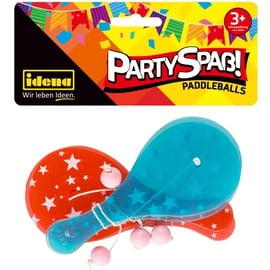 IDENA Partyspaß Paddleballs 4 Stück, mit Kunststoff Schlägern in rot und blau und je einem pinkfarbenen Ball, Größe ca. 12,5 x 5,5 cm
