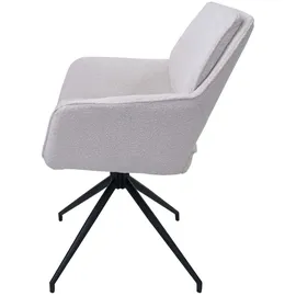 Mendler 6er-Set Esszimmerstuhl HWC-N74, Küchenstuhl, drehbar Auto-Return, Stoff Bouclé (540g/m2) Öko-Tex ~ creme