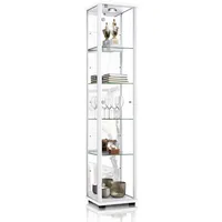 K-Möbel Glasvitrine, Weiß, Glas, 4 Fächer, Rechteckig, 37x176x33 cm,