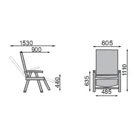 Kettler BasicPlus Relaxsessel 61 x 90 x 111 cm anthrazit/anthrazit klappbar