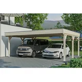 SKANHOLZ Skan Holz Carport Grunewald 622 cm x 554 cm mit Aluminiumdach Natur