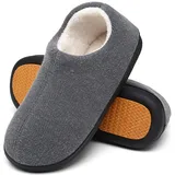 Mishansha Warme Hausschuhe Herren Winter Pantoffeln Herren Hausschuh Männer Memory Foam Slippers Geschlossen Fell Hauspantoffeln Grau,Gr.47 - 47 EU