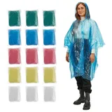 relaxdays Regenponcho Einweg Regenponcho 15er Set bunt blau|gelb|rot