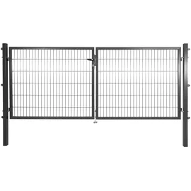 Arvotec Zaundoppeltür ARVOTEC "ESSENTIAL", grau (anthrazit), B:300cm H:120cm, Metall, Tore, Breite: 300 cm, Höhe: 80 - 200 cm, zum Einbetonieren