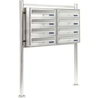 Wiltec 8er Briefkastenanlage Edelstahl weiß