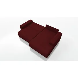 A&J MöbelLand Eckcouch 2-Sitzer mit Schlaffunktion Rotwein