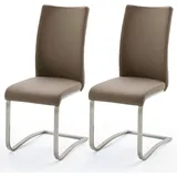 MCA furniture Esszimmerstuhl Bezug Echtleder, Gestell Edelstahl (2er Set)