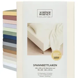 Schöner Wohnen Spannbettlaken Baumwolle-Elasthan 200 x 200 cm Creme
