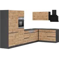 kochstation Winkelküche KS-Riesa L-Form 390 cm braun
