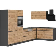 kochstation Winkelküche KS-Riesa L-Form 390 cm braun