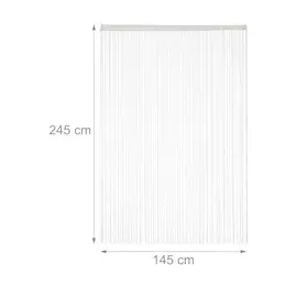 Relaxdays Fadenvorhang 2er Set, kürzbare Fadengardinen mit Stabtunnel, 145 x 245 cm, Türgardine & Raumteiler, weiß