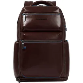 Piquadro Rucksack Blue Square Computer Backpack With USB Mahogany