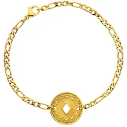 Armband PURELEI "Schmuck Geschenk Lolani, runder Anhänger mit Motiv, Bracelet-Lolani", gold (gelbgoldfarben), Armbänder, Damen, Edelstahl