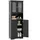 Costway Hochschrank 4 Türen 0 x 0 cm Schwarz/Weiß Glas/Holz/MDF