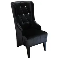 Casa Padrino Chesterfield Ohrenstuhl Polyester schwarz