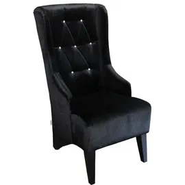 Casa Padrino Chesterfield Ohrenstuhl Polyester schwarz