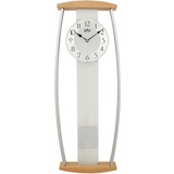 MPM Quality Design Pendeluhr Wanduhr, Helle Wanduhr Holz, hochwertige Verarbeitung aus Holz, Glas und Metall, Wanduhr modern, präziser Quarz-Schrittmotor, große Wanduhr mit Pendel, Wohnzimmeruhren