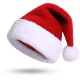 KONVINIT Weihnachtsmütze Nikolausmütze Erwachsene Plüsch Rand Weihnachtsfeier Rote Santa Mütze Nikolaus Warm Dicker Fellrand Weihnachtsmann mütze für Herren/Damen,rot