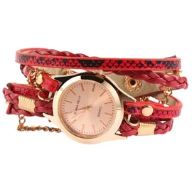 Donna Kelly Damenuhr mit Kunstlederion-Wickelarmband - Rot