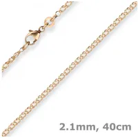 Schmuck Krone Goldkette 2,1mm Zwillingspanzerkette aus 585 Rotgold 40cm, Gold 585 goldfarben