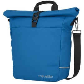 Travelite BASICS FOR BIKES - Fahrradtasche Gepäckträger wasserfest, mit abnehmbaren Schultergurt und Rolltop Verschluss, 14 Liter, 0.8kg, Königsblau
