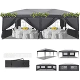 BreezTerra Pavillon 3x6 m,Faltpavillon Wasserdicht Windfest UV 50+ Sonnenschutz, mit 6 Seitenwände,4 Fenster,Höhenverstellbare, Stabil Gartenzelt Partyzelt für Garten, Party, Terrasse Anthrazit