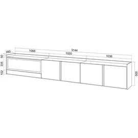 SKRAUT HOME Lowboard 315x50 cm Beige Holzwerkstoff