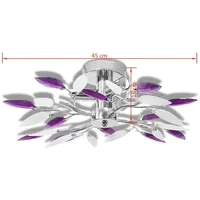 VidaXL Deckenleuchte Weiße & Lila Acrylglas-Blätter 3 × E14-Lampen