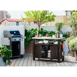 KETER Grilltisch 134 x 88 cm Edelstahl Braun