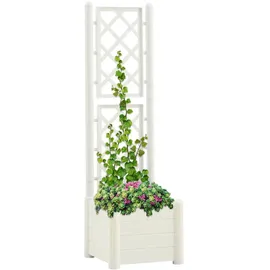 furnicato Hochbeet Garten-Pflanzgefäß mit Spalier 43 x 43 cm Weiß