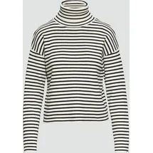 S.Oliver - Rollkragenpullover mit Rippstruktur, Damen, schwarz|weiß, 36