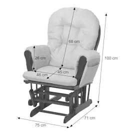 Mendler Relaxsessel HWC-C76, Schaukelstuhl Schwingstuhl mit Hocker Stoff Chenille (465g/m2) creme, Gestell dunkel