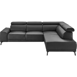 Candy Eckcouch Leder 3-Sitzer Schwarz