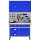 Kupper - Küpper Sparset 70424-7, 120 cm, Werkbank, Hängeschrank, Lochwand, ultramarinblau