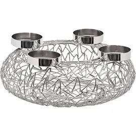 Edzard Adventskranz Milano, Edelstahl glänzend vernickelt, Durchmesser 34 cm