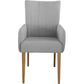 Home Affaire Armlehnstuhl HOME AFFAIRE "Dia", grau (hellgrau (today 80), eiche natur), B:53cm H:91cm T:66cm, Polyester, Stühle, Armlehnstuhl, Gestell Eiche massiv geölt