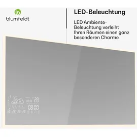 Blumfeldt Infrarotheizung 600w – Smart Mirror mit Led-anzeige, Ip44, App-steuerung, Überhitzungsschutz, für Bad & Feuchträume, 12... - 600 W | Spiegel