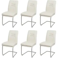 Mendler 6er-Set Esszimmerstuhl HWC-H70, Küchenstuhl Freischwinger Stuhl, Stoff/Textil Edelstahl