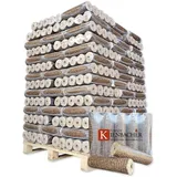 Nestro Holzbriketts mit Zugloch 960kg Palette Hartholz Brenn Kamin Ofen Heiz Holz Gluthalter Eiche & Buche 96x10kg PE-Bags Nestro Brikett Rund | Energie Kienbacher