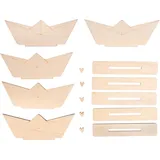 Rayher Holzboot zum Stellen, 5 Stück, Holz FSC zertifiziert, natur, 11,5 x 4 cm, Set 15tlg., Dekoration Segelboot, Mini-Holz-Boot, Fischerboot, bemalen und dekorieren, maritim, 64660505