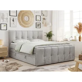 MKS King Boxspringbett 140 x 200 cm H3 Hellgrau