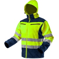 NEO TOOLS Softshell Warnjacke mit Reflektionsstreifen orange Neon gelb Arbeitsjacke Warnschutz Sicherheitshose L Neongelb