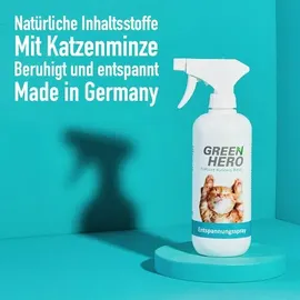 GreenHero Green Hero Entspannungsspray 500 ml für Katzen enthält beruhigende Duftstoffe wie Baldrian, Lavendel und natürliche Katzenminze für Wohlbefinden und Entspannung