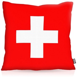 Kissenbezug, VOID, Sofa-Kissen Schweiz Flagge Fahne Fan Fussball EM WM Suisse bunt 40 cm x 40 cm