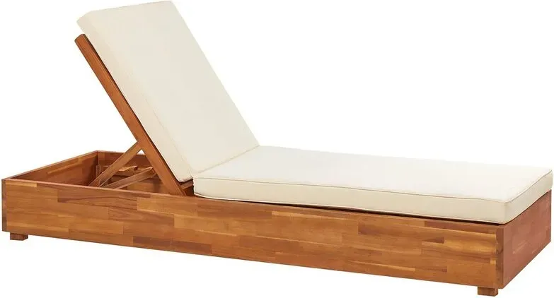 Belia Holz-Relaxliege mit Kissen, Off-White, FANANO